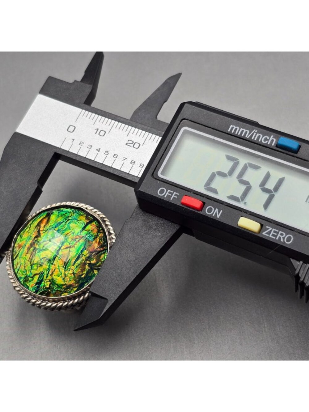 Vintage Sterling Silver Plated Dichroic Glass Ring Size 9.5 Bezel Rope Edge - Picture 10 of 13